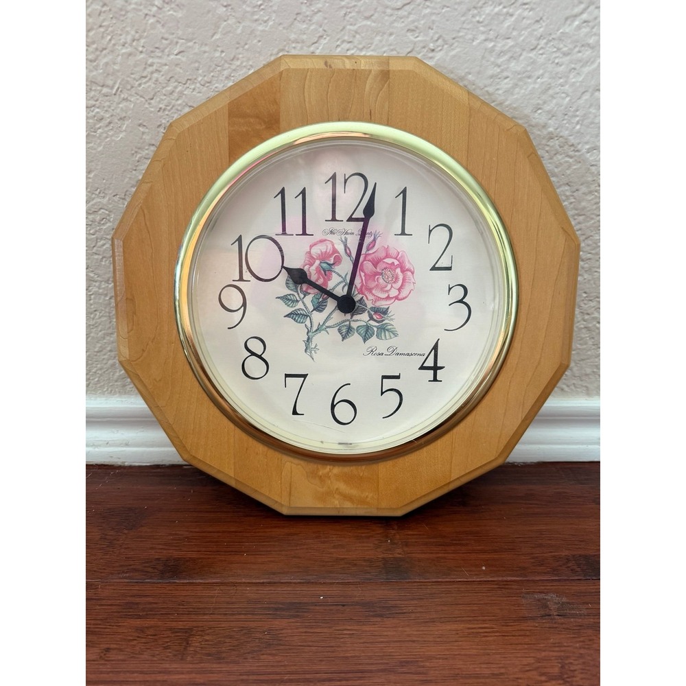 MCM Cottagecore VTG New Haven Wood Frame Quartz Battery Operated Wall Clock